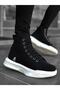 Men's Black White Lace Up Boots Flat High Sole Orthopedic Stylish Flexible Winter Boots Half Ankle