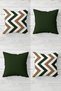Geometric Zigzag And Plain Case Green Concealed Zippered Throw Pillow Cover Seat Pillow Cover Set(4pcs)