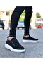 Men's Black and White Striped Comfortable Sneakers High-Comfort Elastic Transitional Casual Shoes