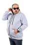 Plus Size Unisex Hooded 3ip Sweat 11701 Gray Melange - 2
