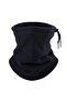Women Men Fleece Neck Collar Winter Drawstring Beanie Thermal Warm Unisex