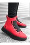 Men's Red Sports Durable Faux Leather Boots No Odor No Sweat Thick Sole Boots Shoes - 2