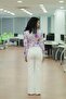 Solid Color Wide Leg Women's Trousers - 5