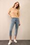 Women's Light Blue Snow Wash High Waist Mom Jeans - 2