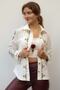 White Shirt Collar Long Sleeve Buttoned Double Pocket Embroidered Oversize Casual Woven Shirt Jacket - 7