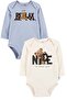 2-Piece 100% Cotton Organic Printed Snap Fastener Baby Bodysuit