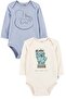 2-Piece 100% Cotton Organic Printed Snap Fastener Baby Bodysuit