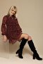 Women's Red Floral Balloon Sleeve Chiffon Dress - 4
