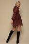 Women's Red Floral Balloon Sleeve Chiffon Dress - 5