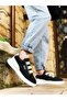 Men's Black and White Three-Stripe Comfort Sole Casual Soft Inner Lined Stylish Sneaker Sports Shoes