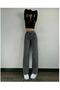 Women Power Lycra Women's Smoked High Waist Wide Leg Loose Jeans - 3