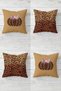 Pumpkin And Leopard Hallowen Pattern Hidden Zippered Throw Pillow Cover Sofa Pillow Cover Set(4pcs)