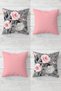 Rose Bouquet Patterned and Plain Throw Pillow with Hidden Zipper Throw Pillow Cover Seat Pillow Cover Set (4pcs)