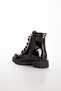 Girl's Black Shiny Leather Lace-up Zippered High-Top Boots Thick Sole Comfortable Winter Shoes - 7