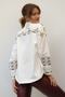 White Shirt Collar Long Sleeve Buttoned Double Pocket Embroidered Oversize Casual Woven Shirt Jacket - 8