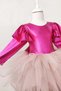 Fuchsia Bow Tutu Dress for Girls, Long Sleeve Fuchsia Birthday Dress, Bandana - 6