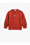 Lace Detailed Floral Printed Sweatshirt with Raised Cuffs and Elastic Waist
