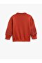 Lace Detailed Floral Printed Sweatshirt with Raised Cuffs and Elastic Waist - 2