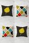 Leaf Patterned and Tile Color Blocked Hidden Zippered Throw Pillow Cover Sofa Pillow Cover Set (4pcs)