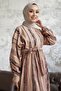 Elvira Patterned Mevlana Sleeve Hijab Dress - Powder - 2