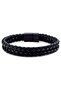 Black Metal Clip Double Row Black Braided Leather Men's Bracelet M032a