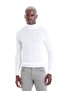 Ecru Comfort Fit Ribbed Turtleneck Wool Wool Sweater - 3