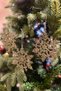 Christmas Tree Snowflake Ornament Gold Colored 3 Pieces Pine Tree Ornament 12 Cm Glittering Shiny Shiny - 3
