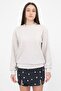 Women's Beige Soft Textured Thessaloniki Knitted Oversize Sweatshirt - 3