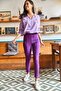 Women's Purple Suede Riding Tights TYT-19000041 - 3