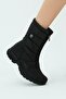 Women's Black Waterproof Zippered Furry Snow Boots - 2
