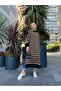 Wonderful Women's Striped Long Knitwear Tunic with Slits on the Sides - 2