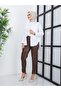 Women's Leather Trousers with Elastic Waist Brown G097-2 - 4