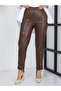 Women's Leather Trousers with Elastic Waist Brown G097-2 - 6