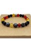 Yellow and Red Lion Bracelet with 8 mm Sphere Cut Agate and Hematite Embellished