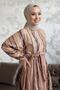 Elvira Patterned Mevlana Sleeve Hijab Dress - Powder - 3