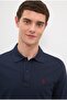 Men's Navy Blue Polo Collar Sweatshirt Basic - 2