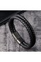 Set of 2 Black Brown Braided Leather Bracelets - 2