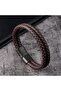 Set of 2 Black Brown Braided Leather Bracelets - 3