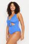 Blue Deep V Neck Cut-Out Tie-Up Cover-Up Plus Size Swimsuit Tbbss22Ma0302 - 3