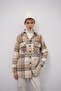 Women's Lumberjack Shirt Jacket Plaid Milk Coffee