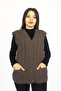 Women's V-Neck Thick Wool Goose Feet Patterned Knitwear Buttoned Pocketed Mother Vest - 2