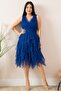 Double Breasted Collar Ruffle Short Dress 13399