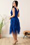 Double Breasted Collar Ruffle Short Dress 13399 - 5