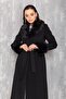 Collar and Sleeve Mouth Mobile Fur Men's Collar Intermediate Size Coat Black - 3