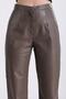 Beige Regular Leather Pants - 5