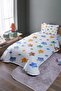 Colorful Stars Patterned Single Bedspread and Pique Bedspread Set