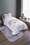 Crowned Rainbow Patterned Single Bedspread and Pique Set - 2