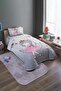 Gray Starry Moon Princess Patterned Single Bedspread and Pique Set - 2