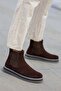 Men's Brown Classic Elastic Boots Genuine Leather Water Resistant Odor Free Orthopedic Boots - 3