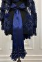 Navy Blue Bridal Veil Set, Henna Veil, Vip Model - 5